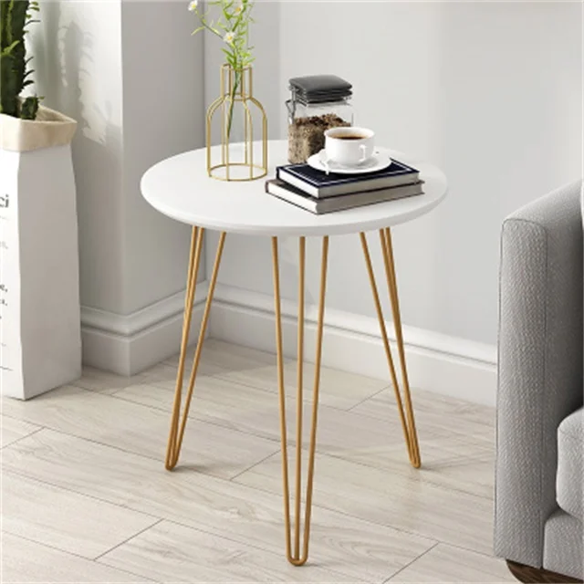 Golen luxury modern design marbling round tea table sofa side simple gold steel marble storage coffee table