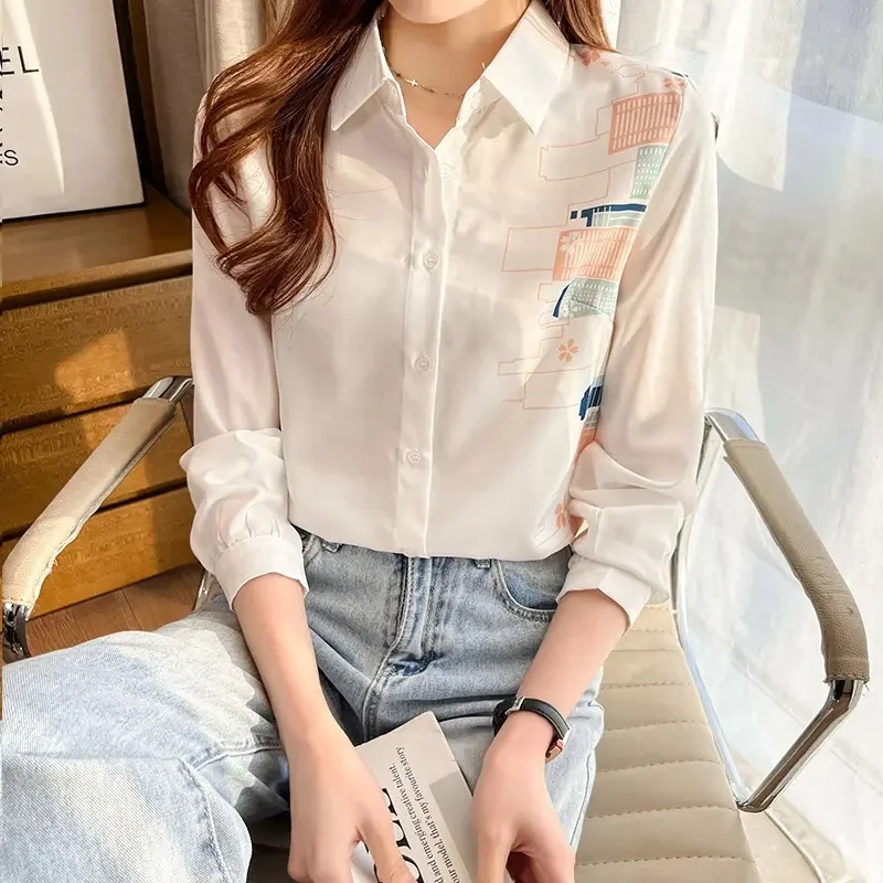 High quality fashion women's single breasted office Women's casual shirt Long sleeve shirt Loose blush top blouse for women