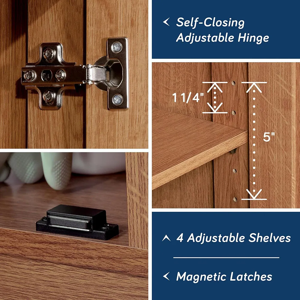 Sauder Highland Oak Finish Pantry Cabinet Wood Storage for Living Room Furniture for Home Use factory