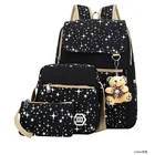 School High Quality Girls Printing 3 Pieces A Set Of Canvas School Bag Set With Shoulder Bag
