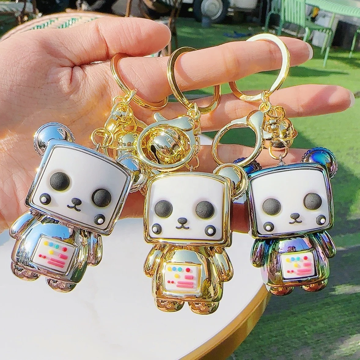 Wholesale creative Cute Kawaii Panda doll key chain delicate Car pendant Keychain accessories Small gift plastic key chains