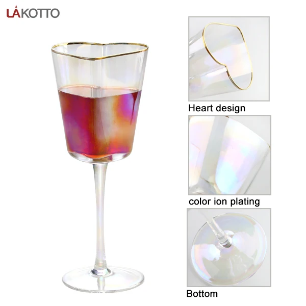 270ml Wine Glass In Heart Shape style Nordic Minimalist Gold Plated Heart-shaped Stemware Goblet