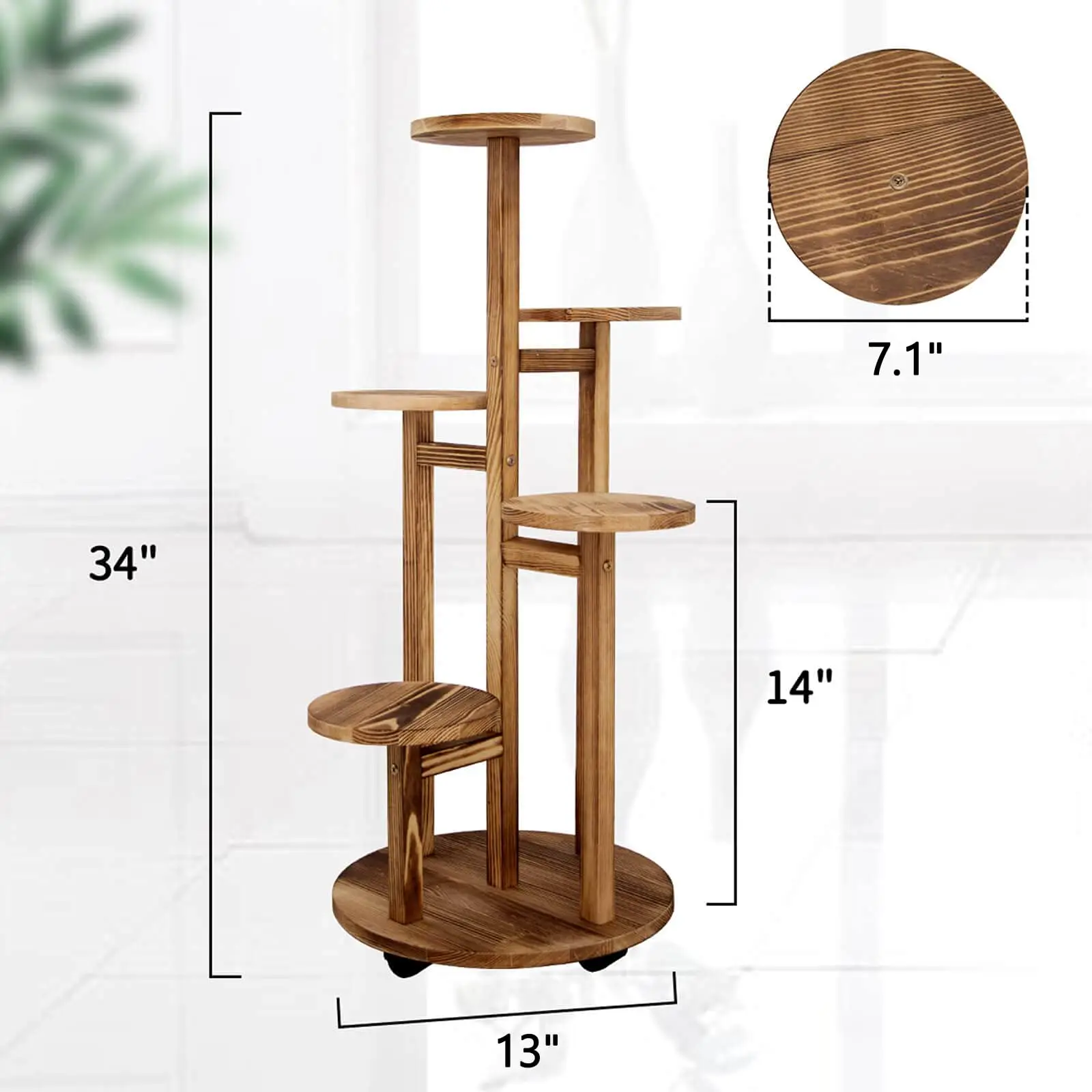product wooden plant pot bottom with wheels decorative flowers stand wreaths and plants flower rack for home garden indoor outdoor-11
