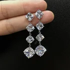 Long Dangle Earrings Fashion Long Wedding Dangle Earrings Crystal Cubic Zirconia Teardrop Earrings For Women