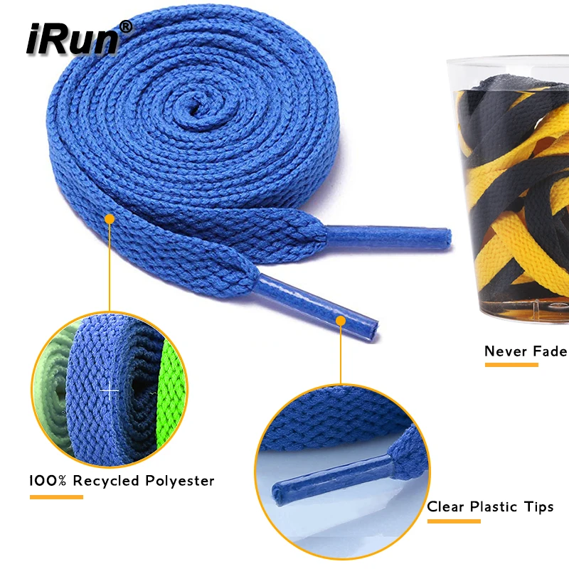 iRun Fashion Braid Type Flat Shoelaces Classic Polyester Flat Shoe Laces Solid Color Shoestrings for Sneaker Hiking Boot