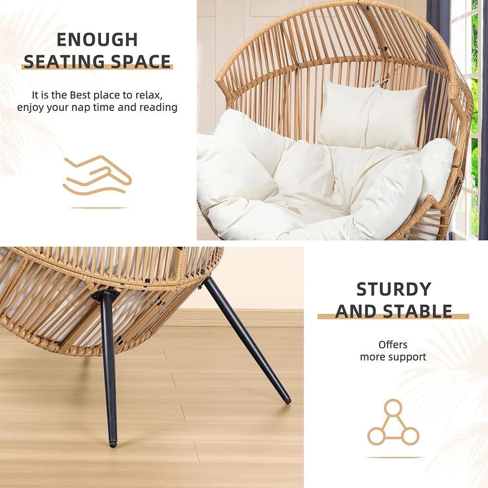 product modern outdoor wicker egg chair pe rattan cushion oversized patio lounge chair for balcony backyard garden-4