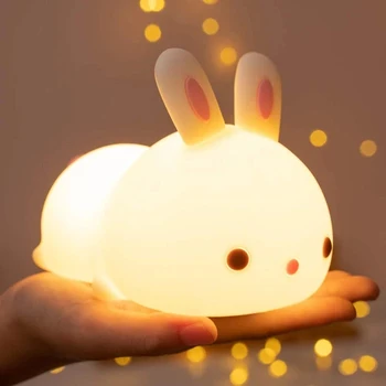 7 Color Dimmable Rgb Touch Night Lights Cute Bunny Rabbit Mini Child Novelty Night Multicolor Lights Lamp For Baby