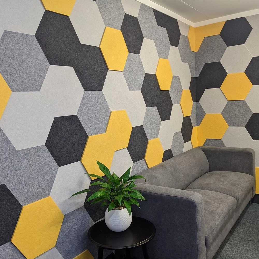 New Design Wholesale Hexagonal flat polyester sound-absorbing panels for wall decor