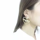 Hoop Earrings Hoop BSCI Manufacture Factory Fashion Gold Plated Babygirl Heart Shape Letter Hoop Earring For Women