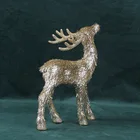 Christmas Raise Head Reindeer White Silver Gold 9" Christmas Figurines
