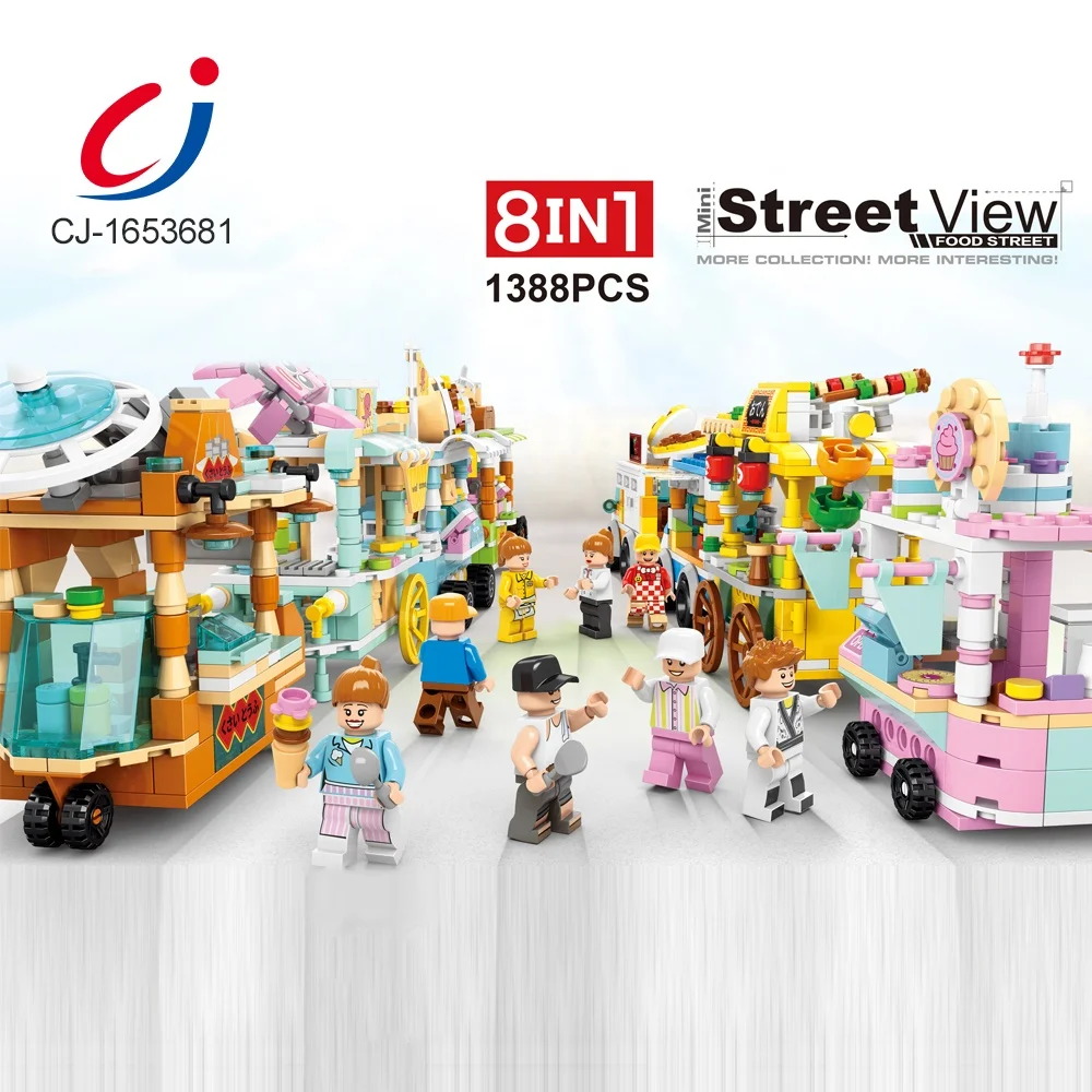 Diy Creative Building Educational Block Toys, Mini Street Snack Block Plastic Block Toys For Kids