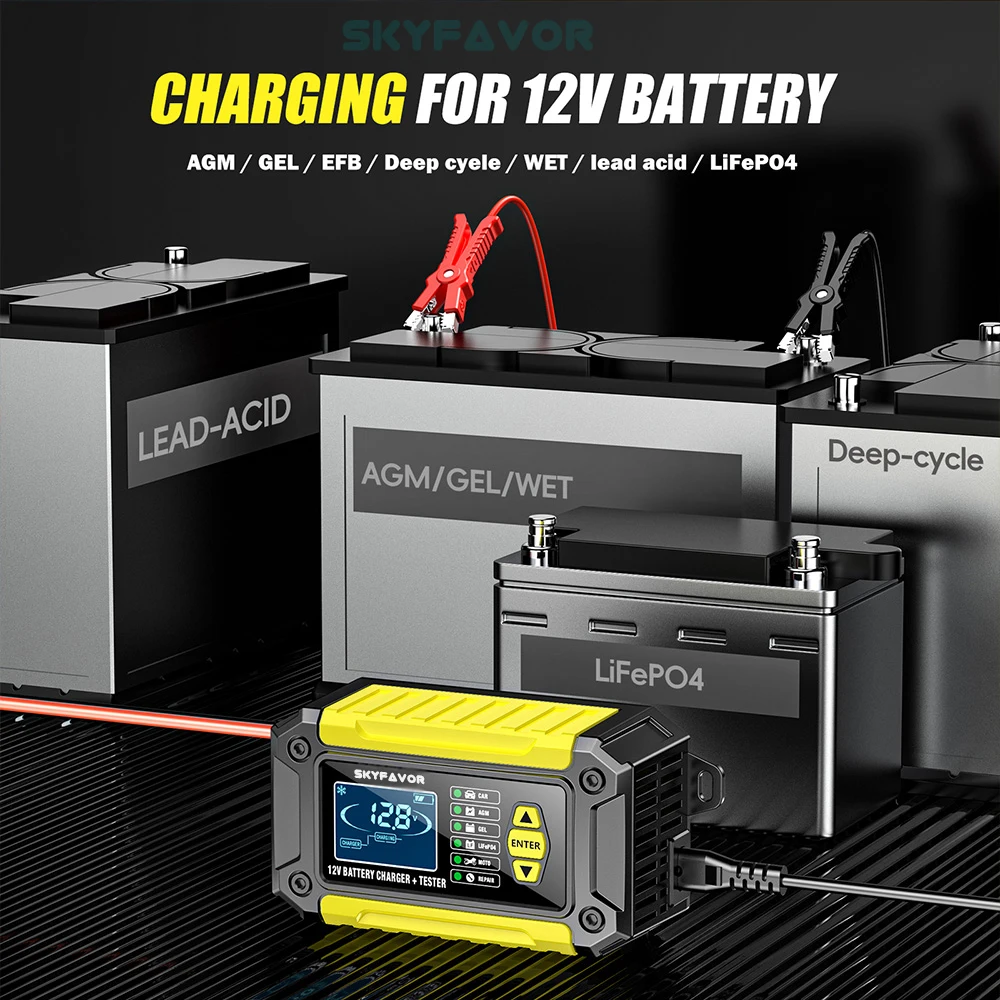 All in one car battery charger 12V 6A automatic gel agm lead acid battery analyzer CCA internal resistance tester & pulse repair