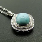 Silver Pendant Silver 925 Sterling Silver Natural Blue Larimar Gemstone Pendant For Women Jewelry