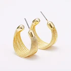 Wire Earrings 18k Real Gold Plated High Quality Fashion Trendy Women Jewelry Wire Big Hoop Earrings