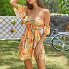 Top Custom Summer Tube Top Cut Out Shoulder Short-sleeved Dress One-shoulder Women's Clothing Picnic Casual Dress
