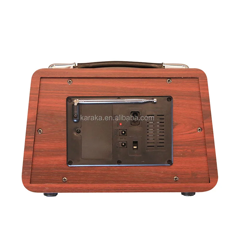 R-2066BT Retro multi band real wooden rechargeable radio with wireless link, usb,  mp3  player solar  and lamp slot speaker