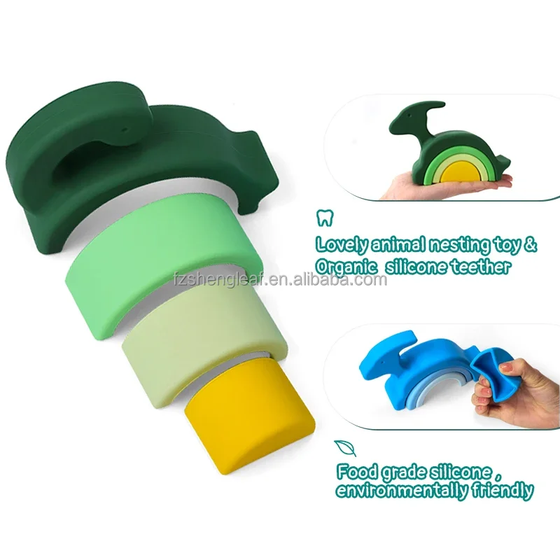 product educational game learning stacking baby dinosaur shape silicone block toy playing for kids 0 24 months  2 4 years-6