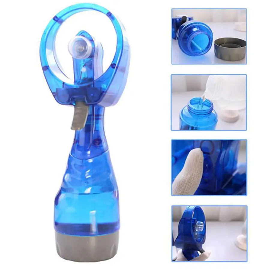 AAA6  Mini Water Bottle Spray Cool Mist Fan Plastic Outdoor Travel Handheld Portable Cooling Spray Fan