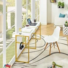 Home Wholesale Wood Top Metal Legs 31.5 Charm Appearance Folding Computer Desk Home Office Study Bookcase