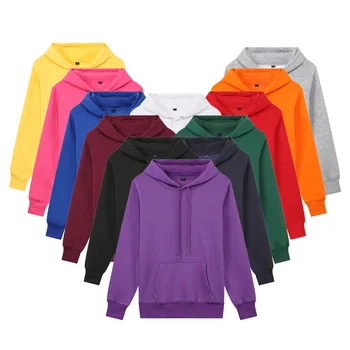 Wholesale custom logo pattern Hoodies Sweatshirts Men Fashion Solid Color Autumn Winter Warm Hoodie Male