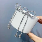 Beauty Earrings Factory Hot Sale Flash Zircon Bow Lady Sweet President Tassel Dainty Fashion Beauty Earrings