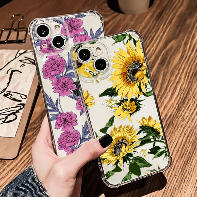 Tropical plant flower TPU Mobile Phone Case bag For iPhone 15 pro