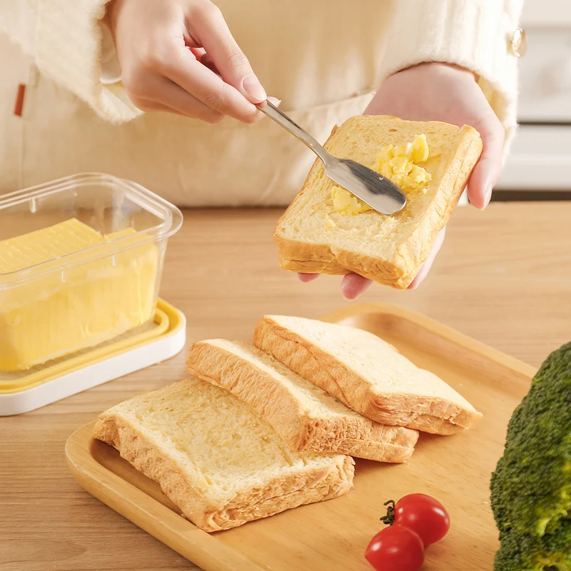 Butter cutting storage plastic cheese cake butter dish box with cover baking butter knife cutter refrigerator with lid