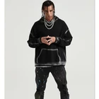 Hoodie Men Bone Structure Graffiti Velvet Hoodie Solid Tracksuit Men