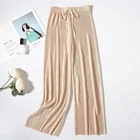 Trousers Breathable Design Pants Ice Silk Lady Wide Leg Trousers Casual Elegant Holiday Style Women Long Pant