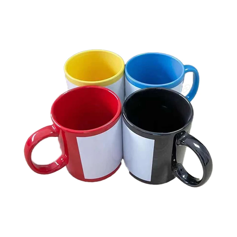 Factory Direct Sale Red Mug Christmas Black Sublimation Mug With White Patch