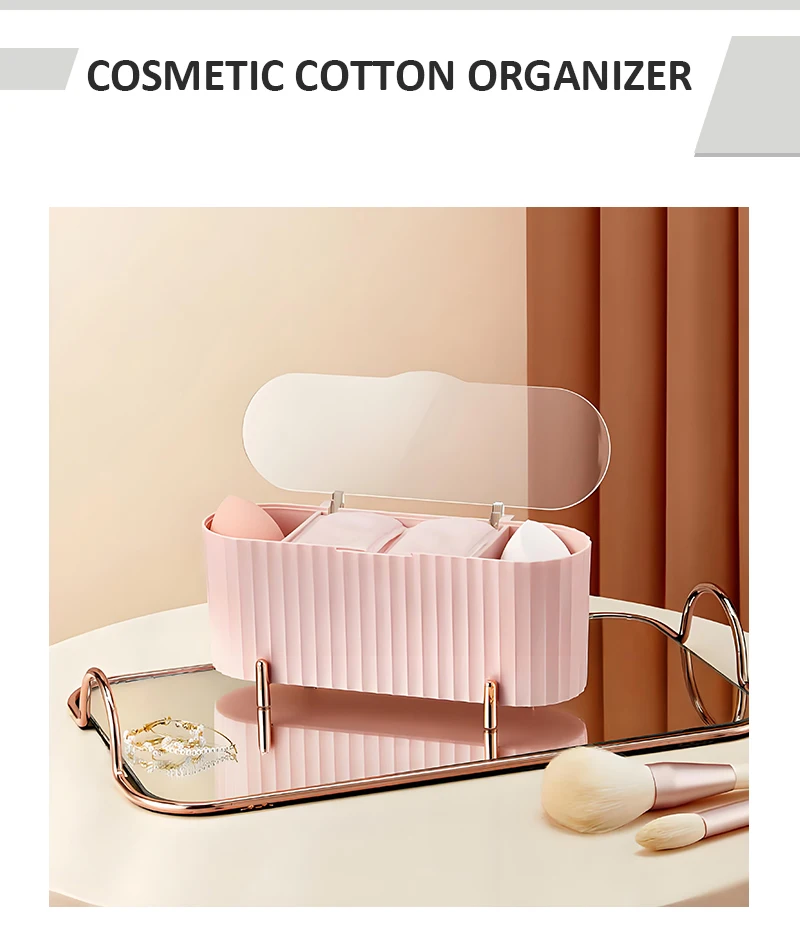 product cheap four compartment transparent storage box ith cover cosmetic remover cotton cosmetic egg compartment sorting storage box-3