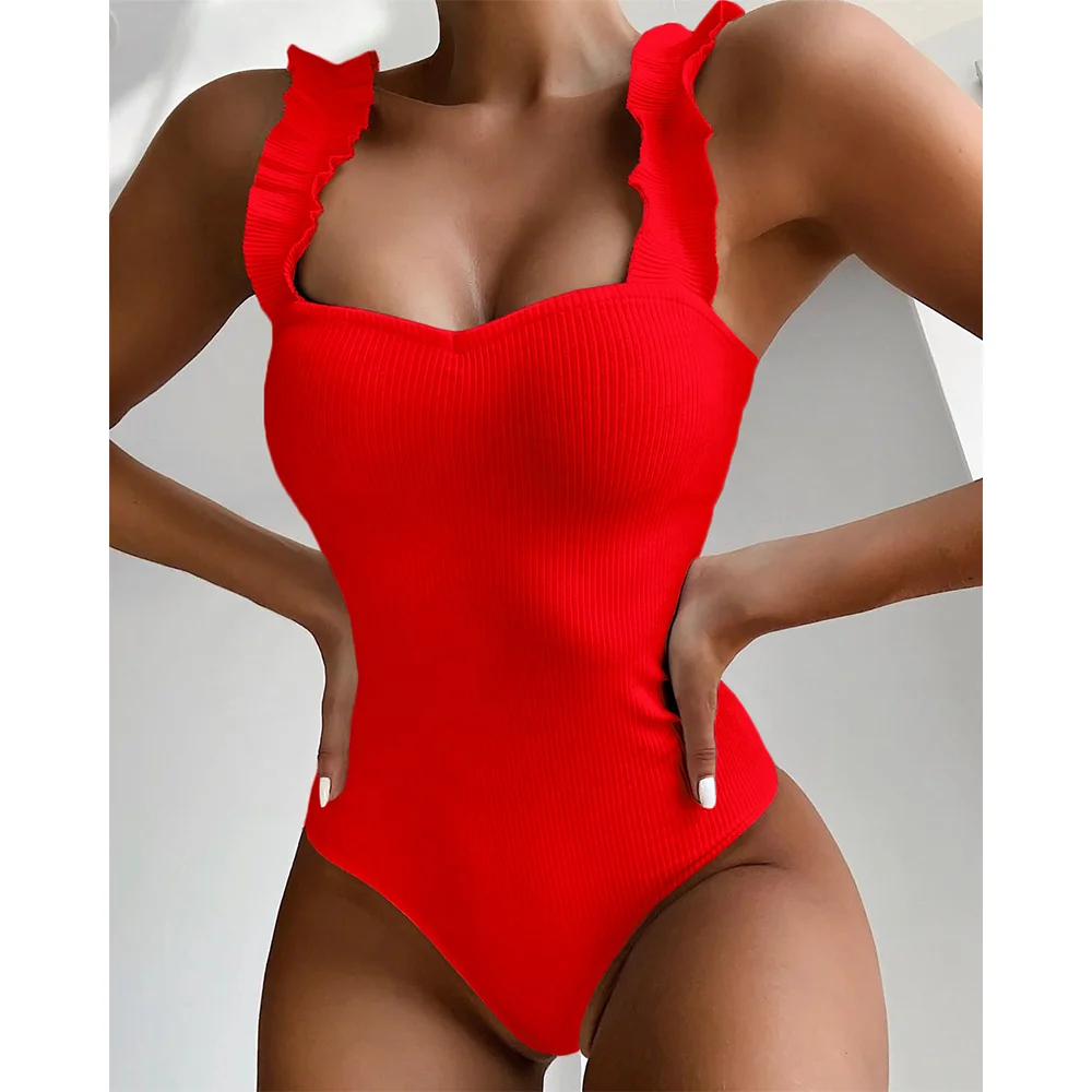 red push up one piece swimsuit