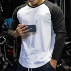 Color Shirt Custom Solid Color Long Sleeve Round Neck Pullover Casual Striped T Shirt For Men