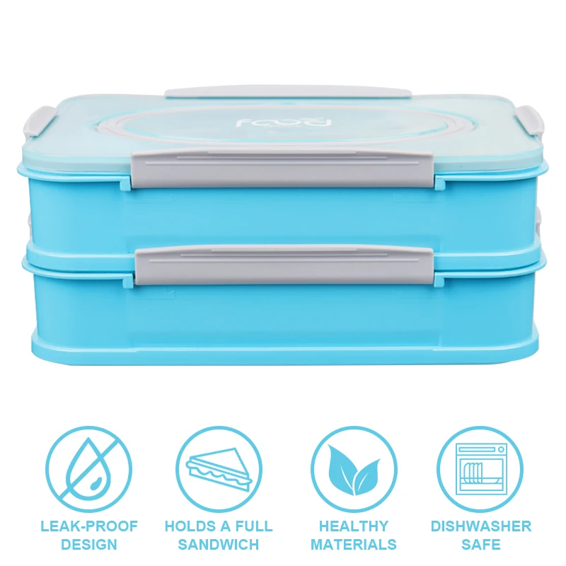 Stackable 2 layers 3 Compartment Adult Insulated Food Packing Container Stainless Bento Kids Box Lunch  Steel Lunch Box