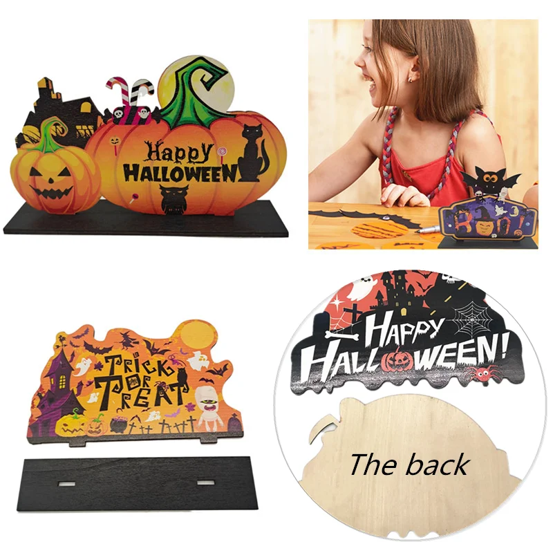 happy halloween wooden centerpiece signs trick or treat table