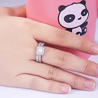 Ring Set SKA High Quality 925 Silver Blue Sapphire Diamond Ring Stacking Bridal Ring Couple Wedding Ring Set