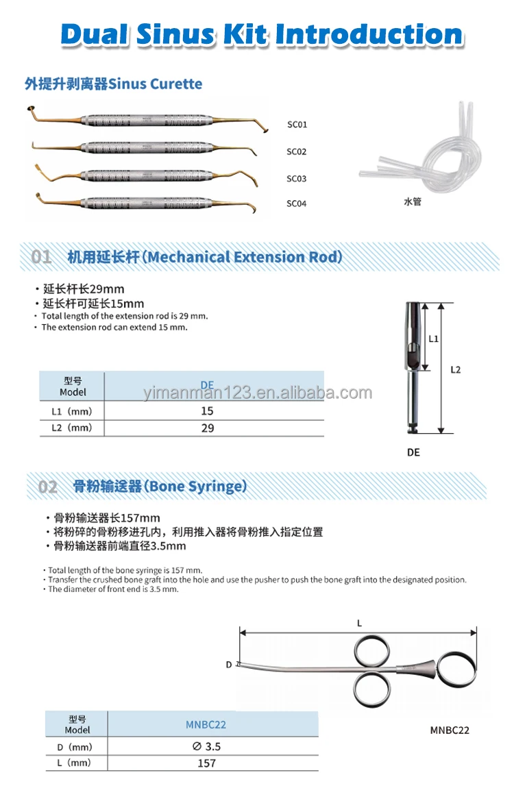 Mina Original Dual Sinus Kit Dental Implant Surgical Kit Made in Korea Titanium Dental Set Dental Instrument for Hospital details