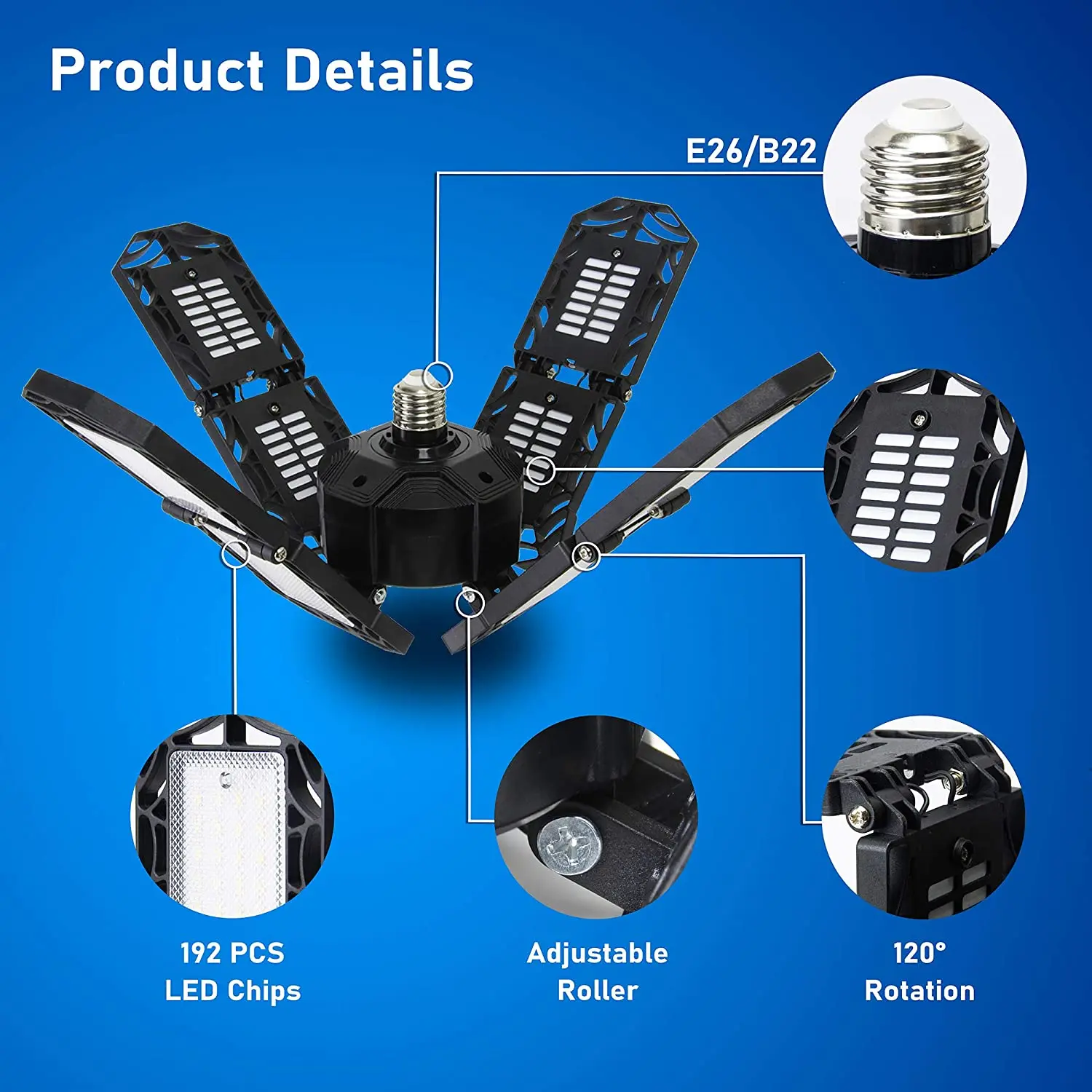 2021 linkable wraparound led highbay light 75 wattled deformable car garage light for workplace lighting