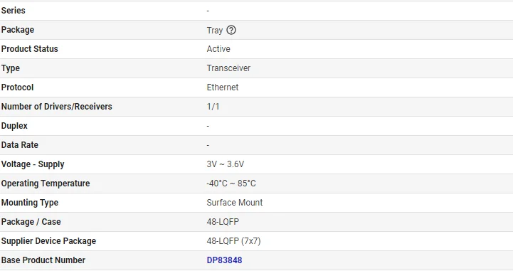 100mbps ethernet phy ic dp83848ivv dp83848 qfp 48 for industrial network equipment-0