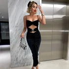 Dress American Clothing Black Tight Stretch Maxi Dress Mature Strap Summer Dress Woman