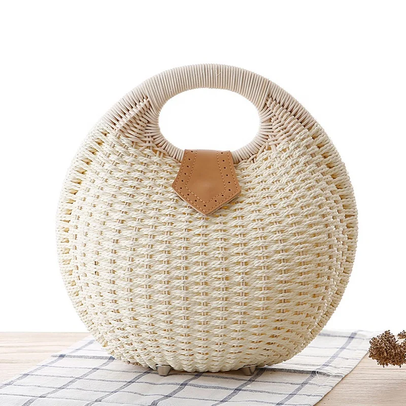 Wholesale Shell straw bag Lovely Rattan Woven Ladies Bags Summer Straw Beach Bag