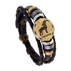 Hot Selling Fashionable Zodiac Leather Bracelet Birthday Gift Woven Adjustable Leather Zodiac Bracelet