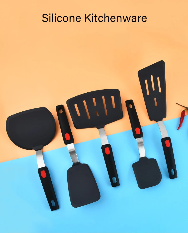 5-Pcs Set of Non-Stick Kitchen Utensils Silicone Spatula and Pancake Spatula for Cooking and Baking