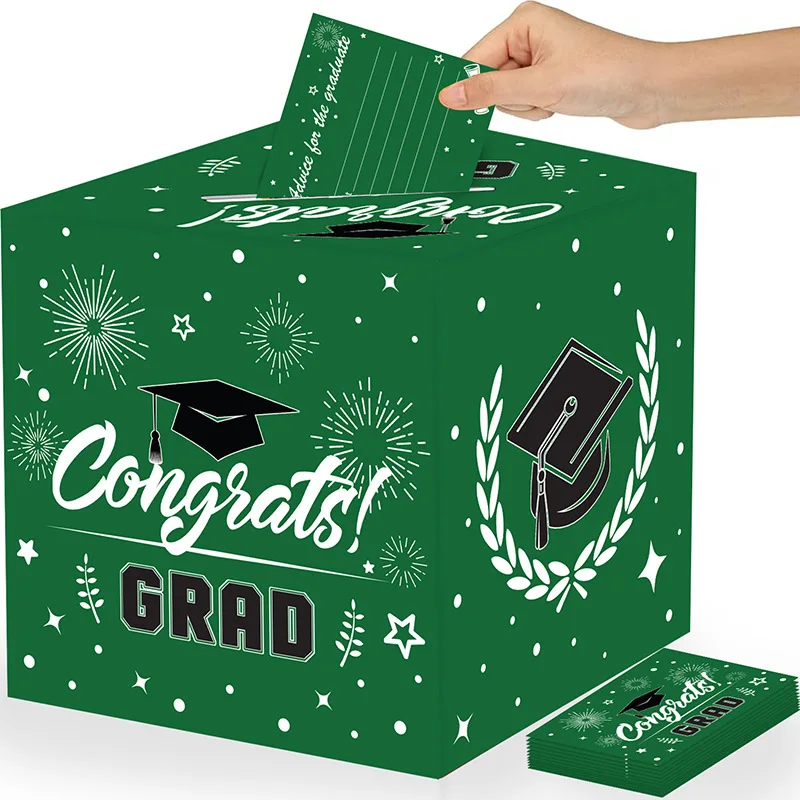 New graduation theme graduation party decoration props black gold Doctor hat ballot box suggestion box set