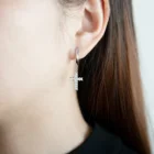 Cz Earrings Earrings 2021 Classic Fashion Jewelry Gift White CZ Cross Charm Hoop Earrings For Women