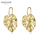 Jewelry Handmade 14K Gold Plated 925 Sterling Silver Designer Monstera Leaves Palm Leaf Drop Dangle Earrings Jewelry