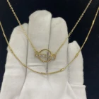 Gold Pendant Jewelry Gift Double Necklace Gold Silver Plating With Glass Pendant For Women
