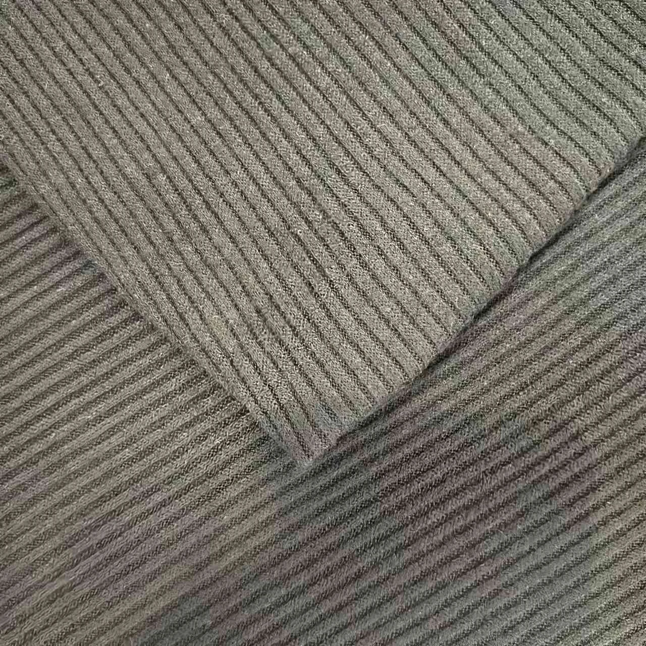 流行纯色定制人造丝涤纶尼龙罗纹针织秋季毛衣面料