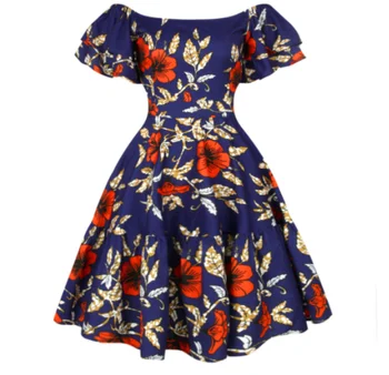 Hot Cheap Candy Color Women's Clothing Printed African Print Dresses for Wholesale