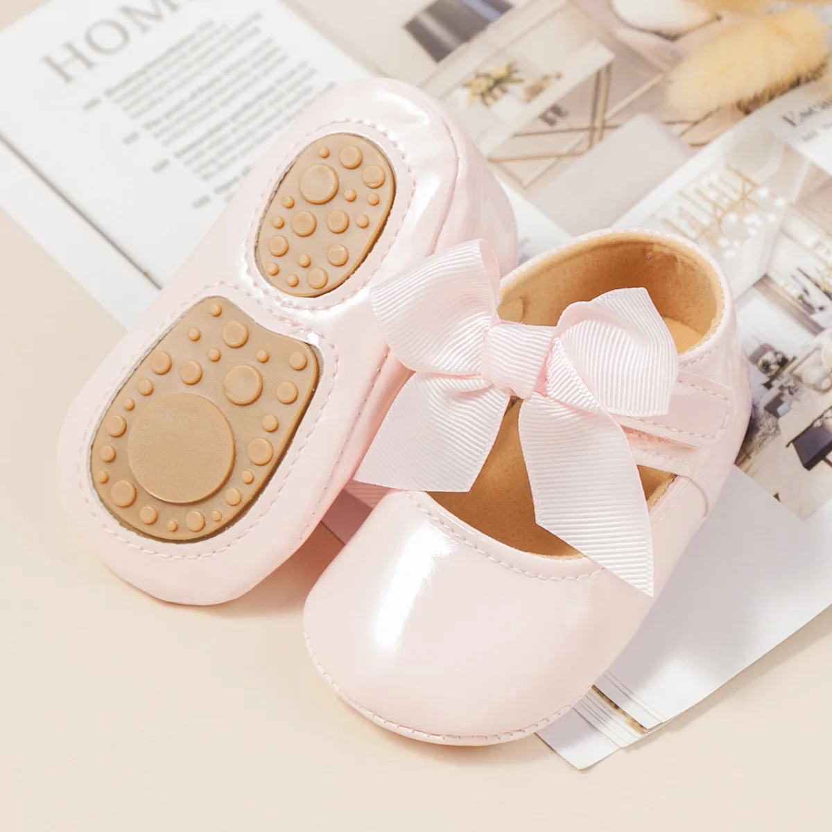 Fashion Spring&Autumn Baby Girl Lace Bow Design Princess Shoes With TPR Soled Baby Shoes details